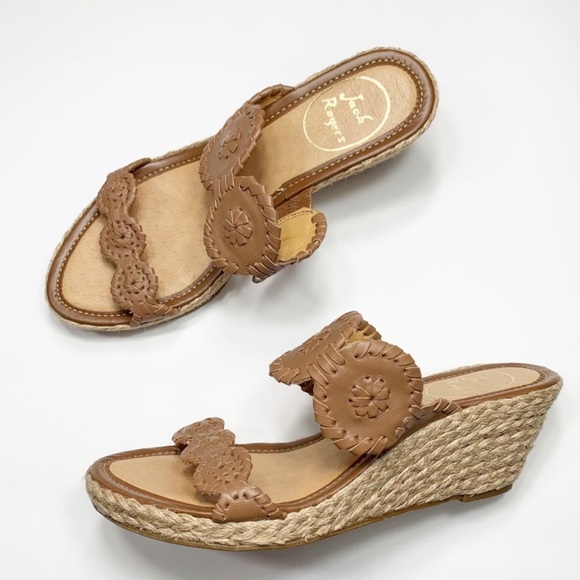 Jack Rogers Cognac Shelby Espadrille Wedge Sandals